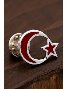 Mineli Türk Bayrağı Gümüş Rozet