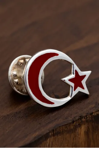 Mineli Türk Bayrağı Gümüş Rozet
