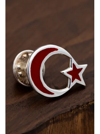 Mineli Türk Bayrağı Gümüş Rozet Mineli Türk Bayrağı Gümüş Rozet