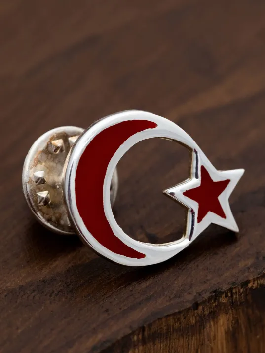 Mineli Türk Bayrağı Gümüş Rozet