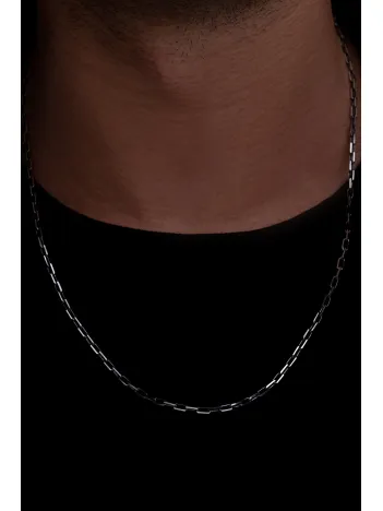 Erkek Gümüş Kolye - 925 Ayar Oksitli Forse Zincir Gümüş Kolye