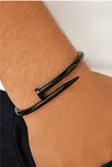 Spiral Çivi Model Erkek Çelik Bileklik-Siyah