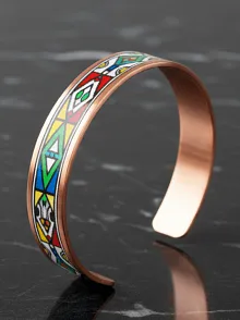 Kadın Bakır Bileklik - Elena Model Özel Baskı Metal Kutu Ve Kuvars Taşı