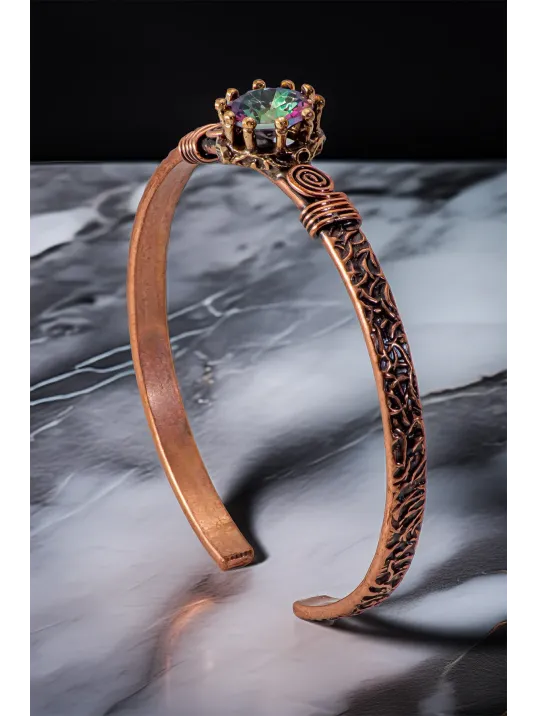 Kadın Bakır Bileklik - Mistik Topaz Model 2 Ağaç Kabuğu Model İnce Metal Kutu Doğal Taşlar Bilezik Kadın Bakır Bileklik - Mistik Topaz Model 2 Ağaç Kabuğu Model İnce Metal Kutu Doğal Taşlar Bilezik