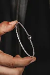 Erkek Gümüş Bileklik - El Yapımı İnce Gümüş Zahir Erkek Bileklik Kelepçe