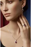 Kadın Gümüş Kolye Yüzük Küpe Set - Yuvarlak Doğal Kırmızı Safir Taşlı Gümüş Set Kadın Gümüş Kolye Yüzük Küpe Set - Yuvarlak Doğal Kırmızı Safir Taşlı Gümüş Set