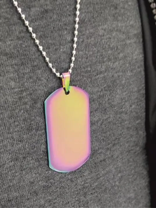 Hologram Renkli Asker Künyesi Erkek Çelik Kolye