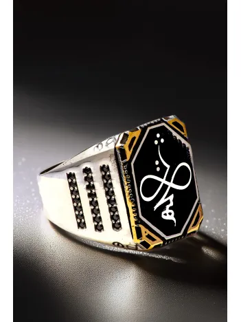 Hiç Yazılı Yanı Zirkon Taşlı 925 Ayar Erkek Gümüş Yüzük