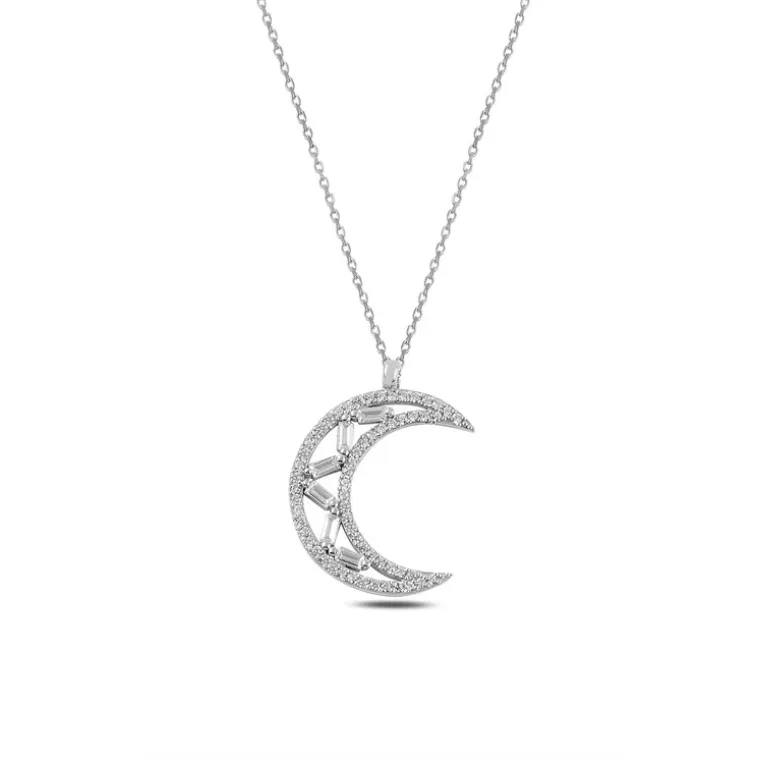 Zirkon Taşlı Hilal Model Kadın Gümüş Kolye GKLGMSHLLM1-GMS Zirkon Taşlı Hilal Model Kadın Gümüş Kolye GKLGMSHLLM1-GMS