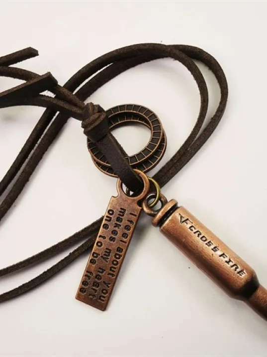 Mermi Erkek Deri Kolye Cross Fire Hakiki Deri Mermi Erkek Deri Kolye Cross Fire Hakiki Deri