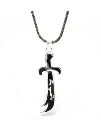 Mineli Gümüş Zülfikar Kolye Zincir Büyük Boy