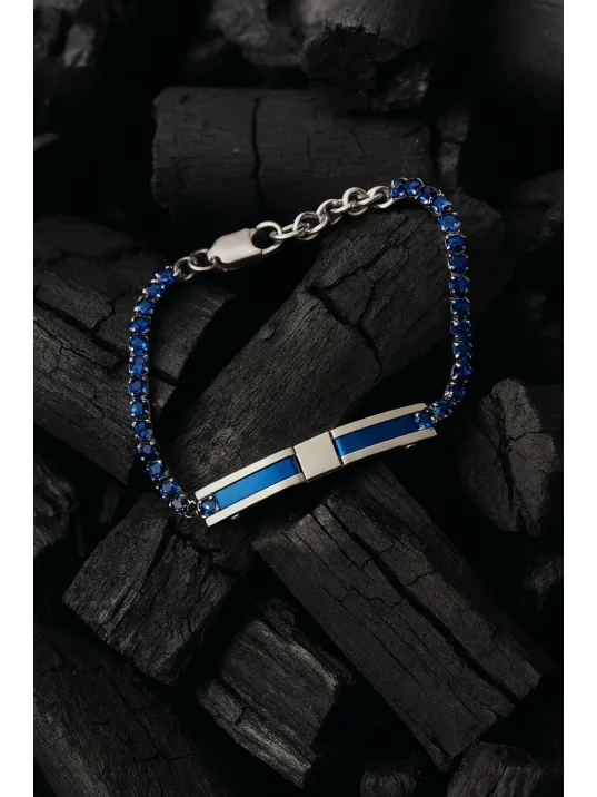 Erkek Çelik Bileklik - Lacivert Zirkon Taşlı Plaka Erkek Çelik Bileklik Erkek Çelik Bileklik - Lacivert Zirkon Taşlı Plaka Erkek Çelik Bileklik