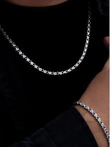 Erkek Çelik Kolye Bileklik Set - Pullu Model Çelik Kolye Bileklik Set