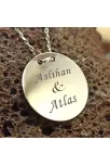 İsim Yazılabilen Sade Yuvarlak Plaka 925 Ayar Gümüş Kolye GKLGMSPLAKA