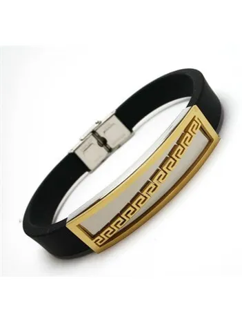 KAUÇUK ÇELİK ERKEK BİLEKLİK KÜNYE GREK MODEL