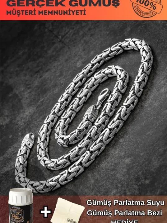 Erkek Gümüş Kolye - 8mm Füzyon Kare Kral Gümüş Erkek Zincir Erkek Gümüş Kolye - 8mm Füzyon Kare Kral Gümüş Erkek Zincir