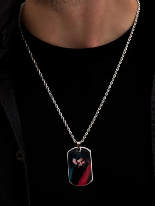 Erkek Kolye-Çelik Ahmet Kaya Baskılı Asker Künyesi