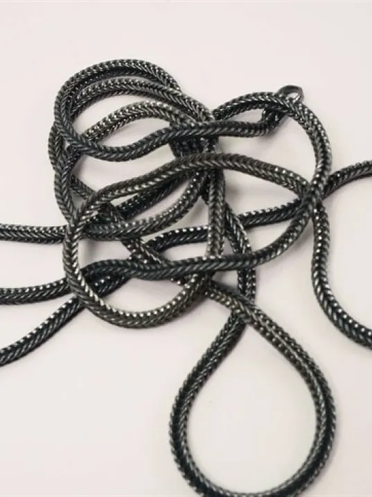 Tilkikuyruğu Gümüş Erkek Kolye Zincir Özel Oksitlenmiş İnce Model