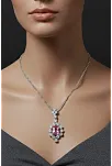 Kadın Gümüş Kolye - Bella Model Kare Pembe Zirkon Taşlı Kolye