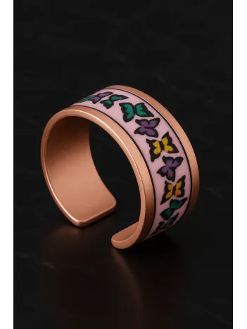 Kadın Bakır Yüzük - Butterfly Model Özel Baskı Metal Kutu Ve Kuvars Taşı