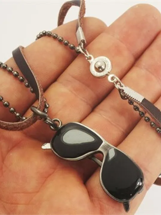 Güneş Gözlüğü Erkek Deri Kolye Güneş Gözlüğü Erkek Deri Kolye