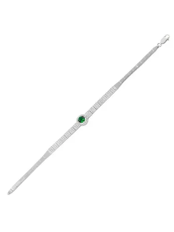 Celena Zümrüt Taşlı Su Yolu Bayan Gümüş Bileklik