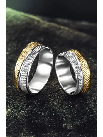 Erkek Kadın Gümüş Alyans - Çift Renk Geçişli 925 Ayar Erkek Kadın Yüzük Erkek Kadın Gümüş Alyans - Çift Renk Geçişli 925 Ayar Erkek Kadın Yüzük