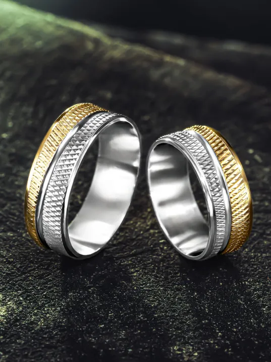 Erkek Kadın Gümüş Alyans - Çift Renk Geçişli 925 Ayar Erkek Kadın Yüzük
