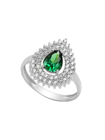 Çise Zümrüt Taşlı Bayan Gümüş Yüzük