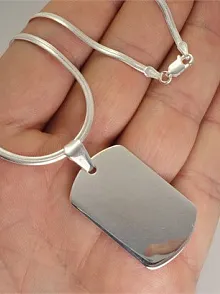 Gümüş Asker Künyesi Erkek Gümüş Kolye Zincir