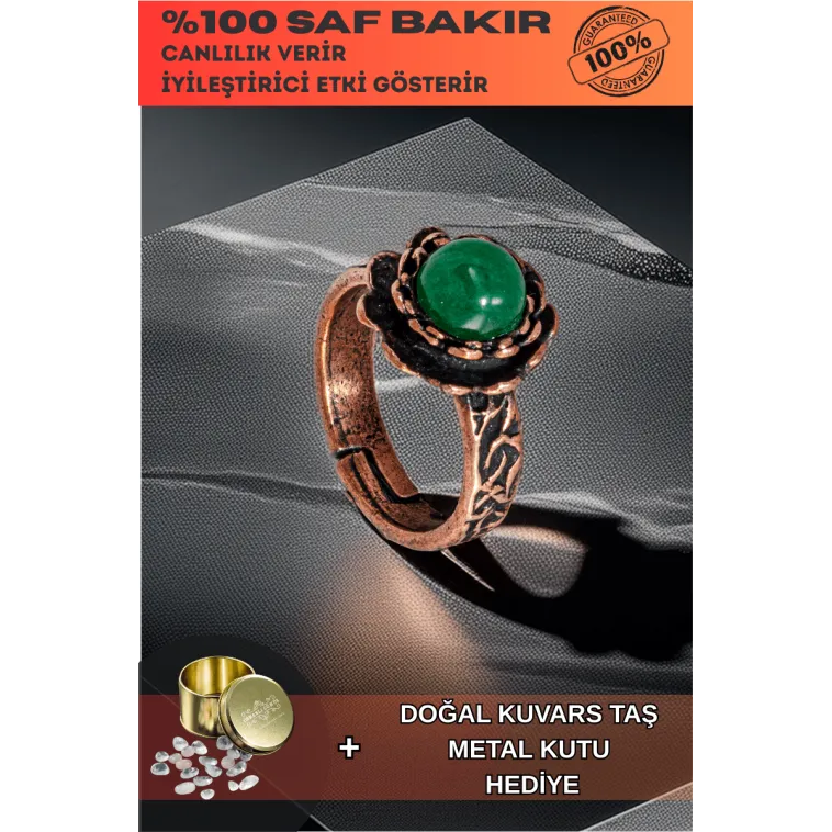 Kadın Bakır Yüzük - Yeşil Akik Taşı Ağaç Kabuğu Model İnce Metal Kutu Kuvars Taşlı Yüzük Kadın Bakır Yüzük - Yeşil Akik Taşı Ağaç Kabuğu Model İnce Metal Kutu Kuvars Taşlı Yüzük
