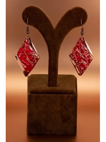 Kadın Bakır Küpe - Kırmızı Tutkunun Rengi Model Bakır Kadın Küpe