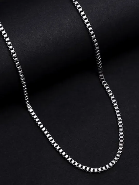 Erkek Çelik Kolye - 3 Mm Orta Kalınlıkta Küp Model Çelik Kolye