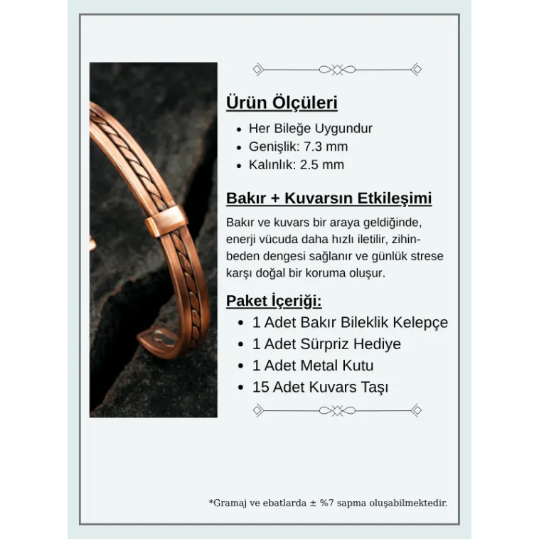 Kadın Erkek Saf Bakır Bileklik Hasır Model Metal Kutu Doğal Taşlar Kadın Erkek Saf Bakır Bileklik Hasır Model Metal Kutu Doğal Taşlar