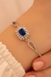 Kadın Gümüş Bileklik - Safir Taşlı Kare Model Zirkon Süslemeli Kadın Bileklik Kadın Gümüş Bileklik - Safir Taşlı Kare Model Zirkon Süslemeli Kadın Bileklik