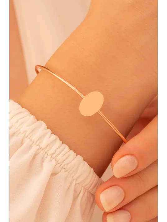 Kadın Gümüş Bileklik - El Yapımı Gümüş Elips Motifli Kadın Bileklik Kelepçe