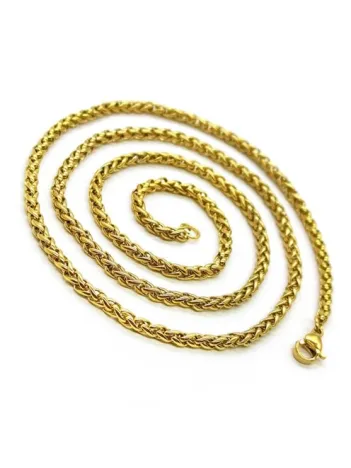 Yuvarlak Kral Model Paslanmaz Sarı Çelik Erkek Kolye Zincir