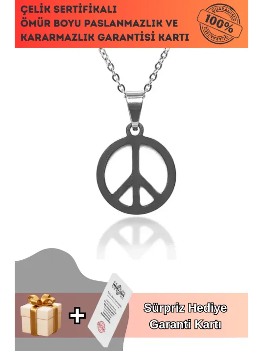 Barış Simgesi Paslanmaz Çelik Bayan Kolye