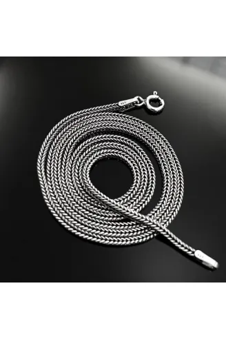1.8 mm Tilki Kuyruğu Gümüş Erkek Kolye Zincir İtalyan Malı İnce Model