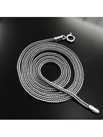 1.8 mm Tilki Kuyruğu Gümüş Erkek Kolye Zincir İtalyan Malı İnce Model