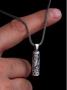 Hz Ali Zülfikar Cevşen Kolye Muska Gümüş Erkek Zincir