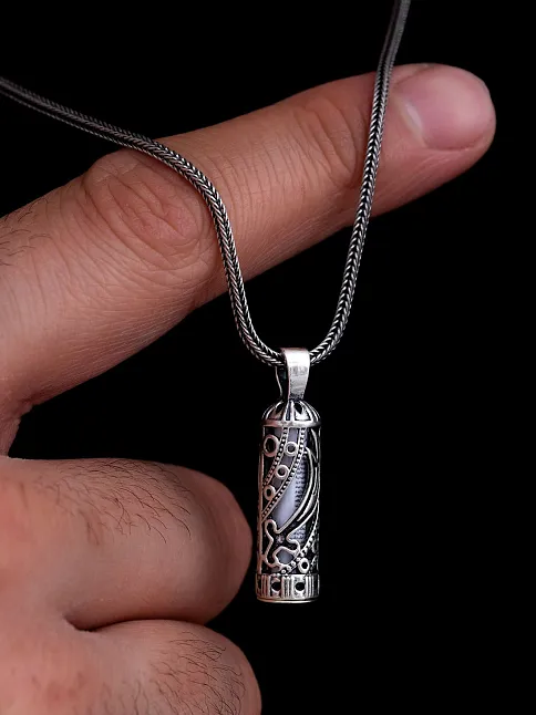 Hz Ali Zülfikar Cevşen Kolye Muska Gümüş Erkek Zincir