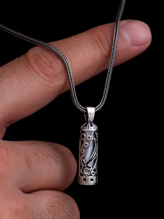 Hz Ali Zülfikar Cevşen Kolye Muska Gümüş Erkek Zincir