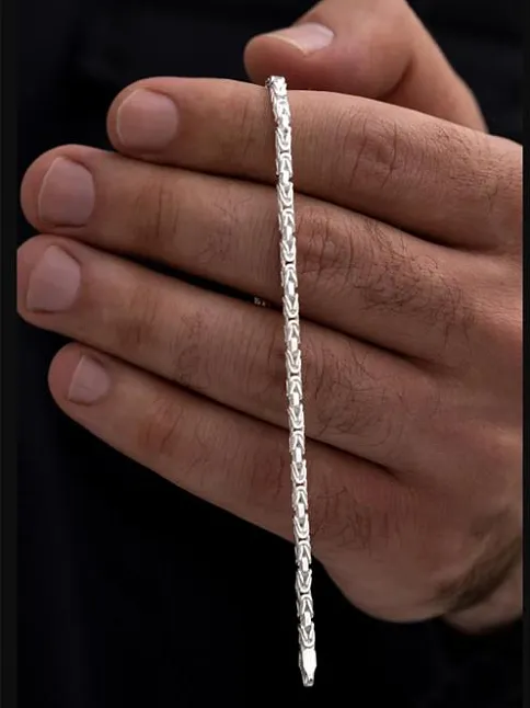 OSMANLI GÜMÜŞ Parlak Kare Kral 4.5 mm Erkek Gümüş Bileklik