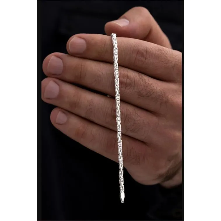 OSMANLI GÜMÜŞ Parlak Kare Kral 4.5 mm Erkek Gümüş Bileklik OSMANLI GÜMÜŞ Parlak Kare Kral 4.5 mm Erkek Gümüş Bileklik