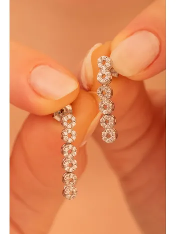 Kadın Gümüş Küpe - Sonsuzluk Temalı İnfinity 925 Ayar Gümüş Küpe