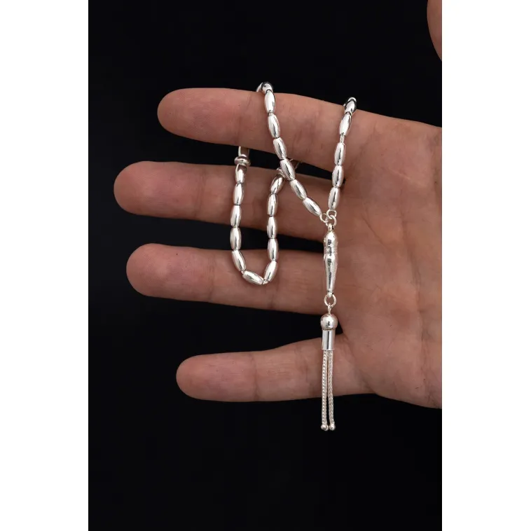 Gümüş Tespih Arpa Kesim Orta Boy 15gr Gümüş Tespih Arpa Kesim Orta Boy 15gr