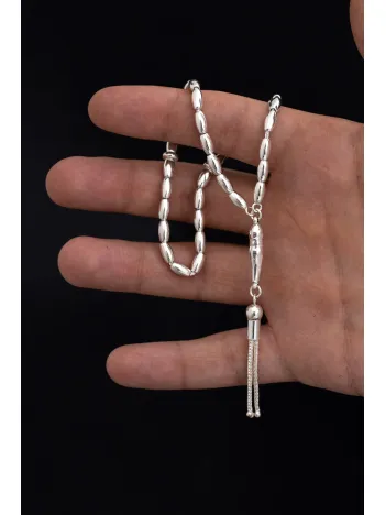 Gümüş Tespih Arpa Kesim Orta Boy 15gr