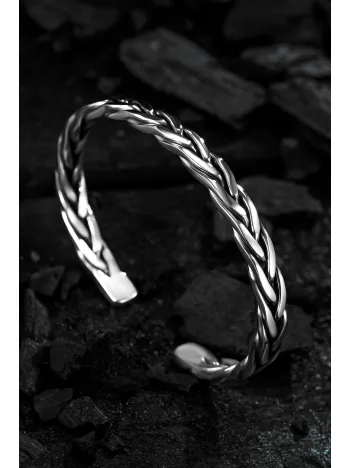 Erkek Gümüş Bileklik - Scarlet El Yapımı Model Erkek Bileklik Kelepçe Her Bileğe Uyar