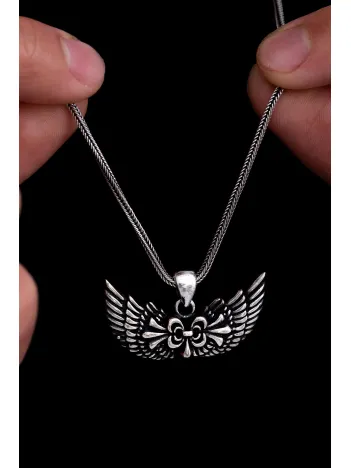 Melek Kanadı Gümüş Erkek Kolye Zincir